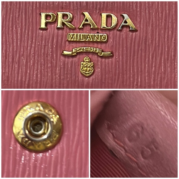 Authentic Prada Vitello Move Bi-Color Tri-Fold Compact Wallet in Petalo & Peonia - Picture 13 of 16